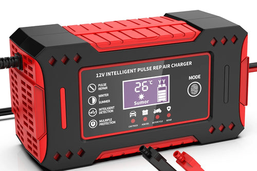 6A 12V Intelligent Car Battery Charger Car and Motorcycle Battery Charging Unit Lead-Acid Battery Repair LCD Display